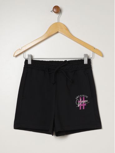 Short Moletom Juvenil Para Menina - PRETO