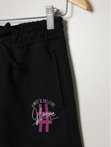 Short Moletom Juvenil Para Menina - PRETO