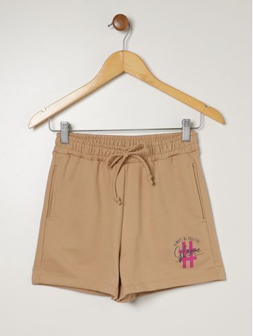 Short Moletom Juvenil Para Menina - BEGE