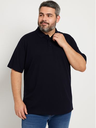 Polo Piquet Manga Curta Plus Size Masculina MARINHO
