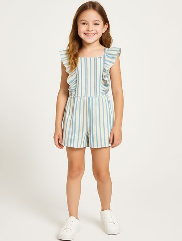 Macacão Malha Infantil Para Menina - AZUL