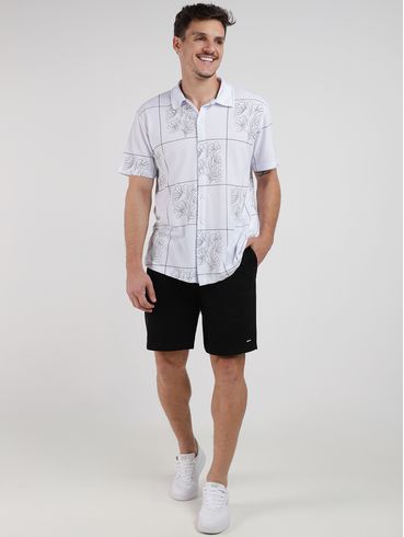 Camisa Malha Estampada Manga Curta Masculina BRANCO