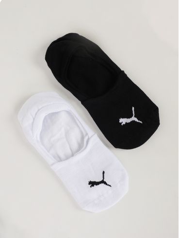 Kit Com 02 Meias Super Invisível Puma Feminina BRANCO/PRETO