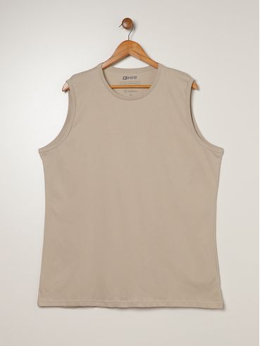 Camiseta Regata Básica Plus Size Masculina BEGE