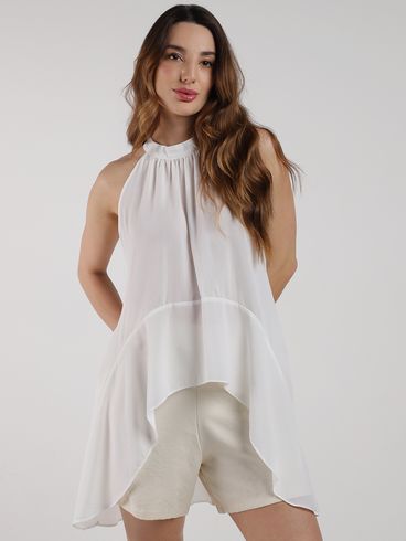 Blusa Chifon Babado Eagle Rock Feminina OFF WHITE