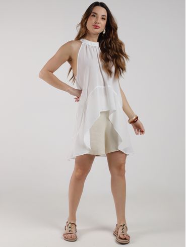 Blusa Chifon Babado Eagle Rock Feminina OFF WHITE