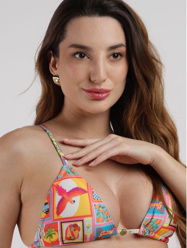 Biquíni Top Cortininha Bojo Removível Feminino MULTICOLORIDO