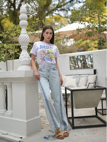 Calça Jeans Wide Leg Autentique Feminina AZUL