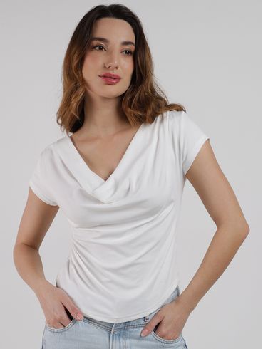 Blusa Gola Babado Eagle Rock Feminina BRANCO