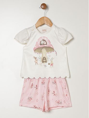 Conjunto Curto Infantil Para Bebê - ROSA