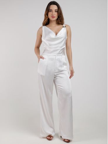 Blusa Capa Acetinada Fivela Eagle Rock Feminina BRANCO