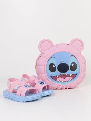 Sandália Stitch Puff Bag Infantil Para Menina - AZUL/ROSA