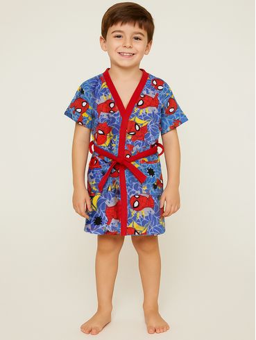 Roupão Spider Man Lepper Infantil - AZUL/VERMELHO