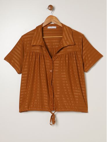 Camisa Fio Brilhoso Autentique Plus Size Feminina MARROM
