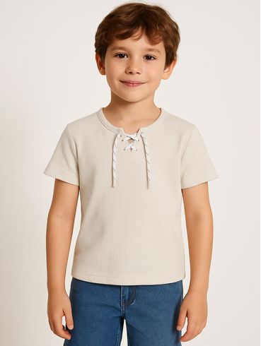 Camiseta Manga Curta Infantil Para Menino - AREIA