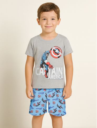 Pijama Capitão America Infantil Para Menino - MESCLA/AZUL