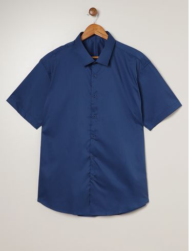 Camisa Manga Curta Plus Size Masculina AZUL