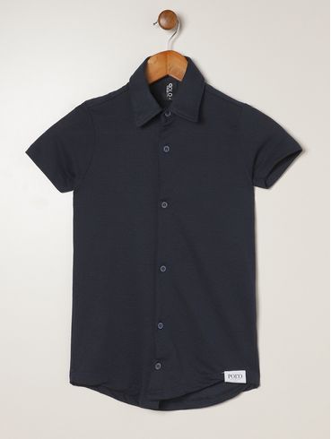 Camisa Malha Waffle Infantil Para Menino - MARINHO