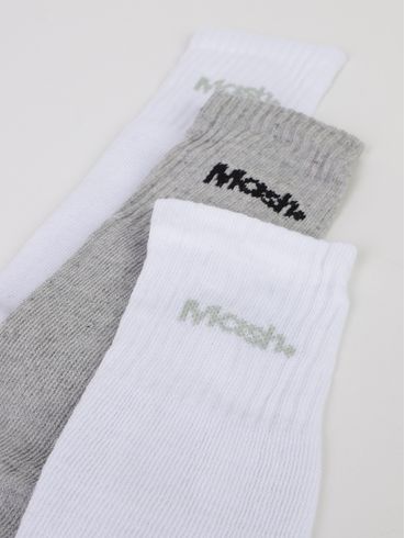 Kit com 03 Meias Cano Longo Masculinas BRANCO/MESCLA