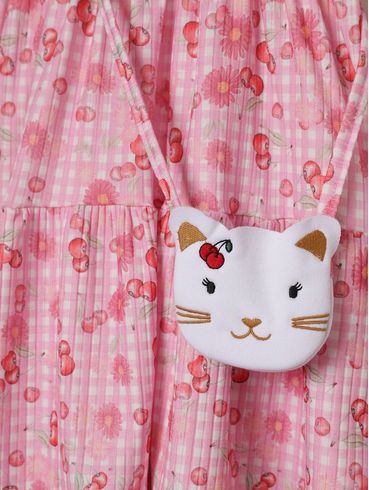 Vestido Canelado Infantil Para Menina - ROSA