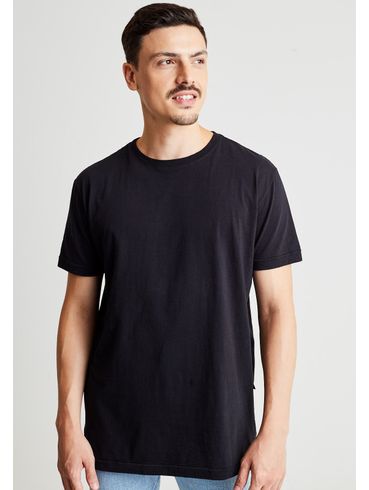 Camiseta básica alongada preta