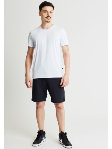 Camiseta básica gola careca branca