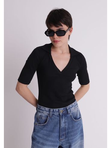 Body manga curta gola polo