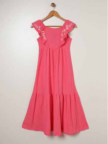 Vestido Midi Juvenil Para Menina - ROSA