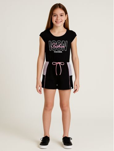 Macaquinho Juvenil Para Menina - PRETO