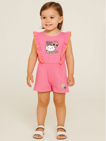 Macaquinho Infantil Para Menina - CORAL