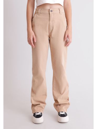 Calça wide leg cintura alta em  veludo cotelê