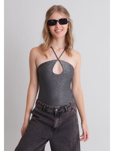 Body de lurex com alças