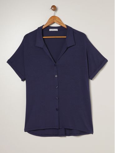 Camisa Malha Autentique Plus Size Feminina MARINHO