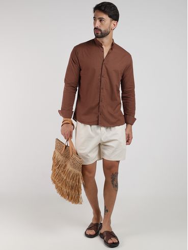 Camisa Gola Padre Masculina MARROM