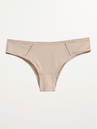 Calcinha Microfibra Ponto Crochê Feminina AREIA