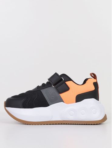 Tênis Skatenis Velcro Bibi Juvenil Para Menino- PRETO/LARANJA