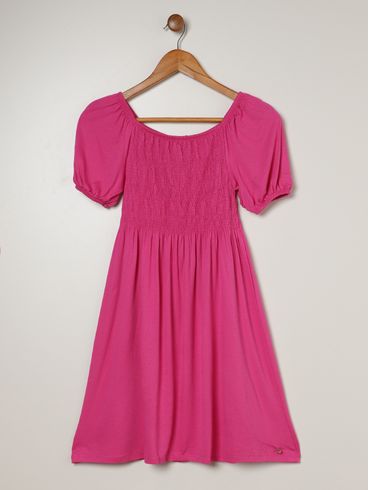 Vestido Texturizado Lastex Juvenil Para Menina - ROSA