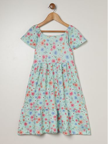 Vestido Malha Crepe Infantil Para Menina - VERDE