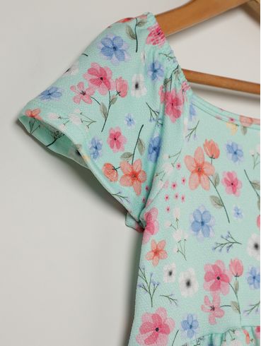 Vestido Malha Crepe Infantil Para Menina - VERDE