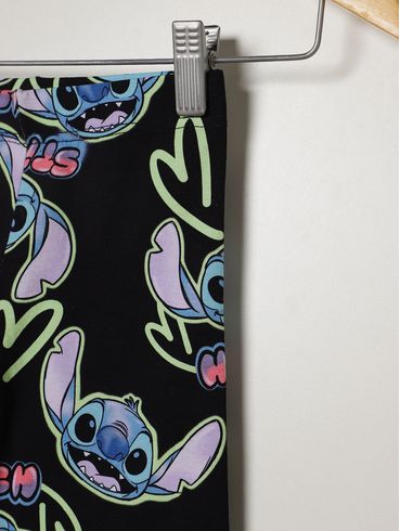 Bermuda Stitch Disney Juvenil Para Menina - PRETO