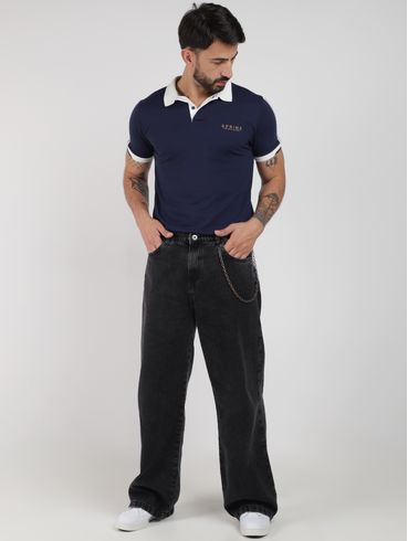 Polo Manga Curta Masculina MARINHO