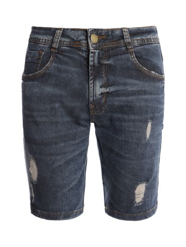 Bermuda Jeans Puídos Masculina AZUL