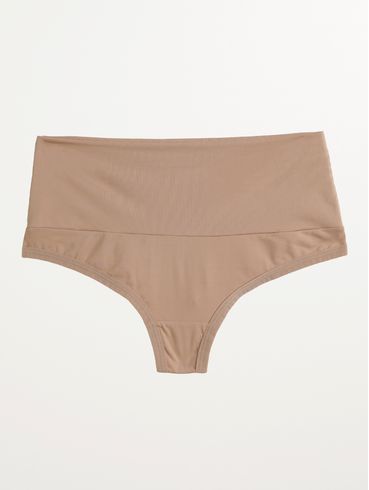 Calcinha Alta Microfibra Fio Duplo Feminina BEGE