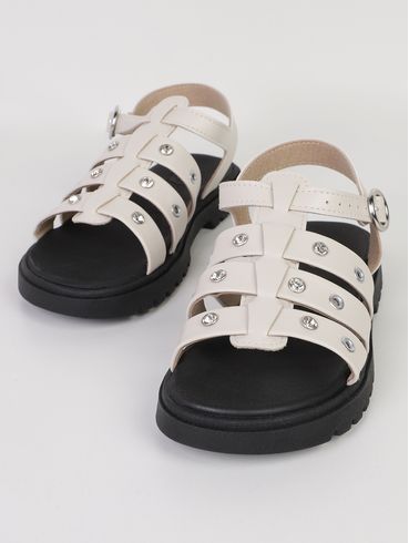Sandália Turim Molekinha Juvenil Para Menina- OFF WHITE/PRETO