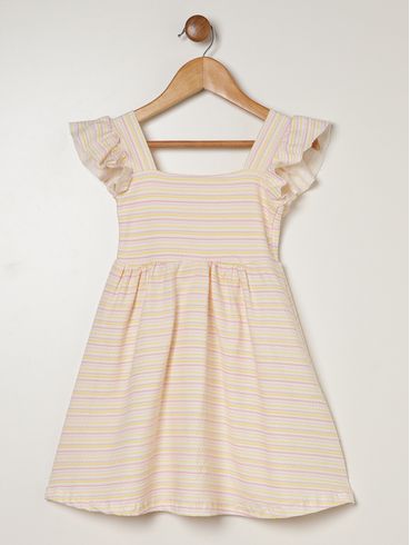 Vestido Listrado Infantil Para Menina - ROSA