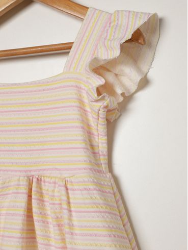 Vestido Listrado Infantil Para Menina - ROSA