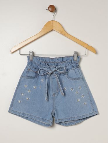 Short Jeans Juvenil Para Menina - AZUL