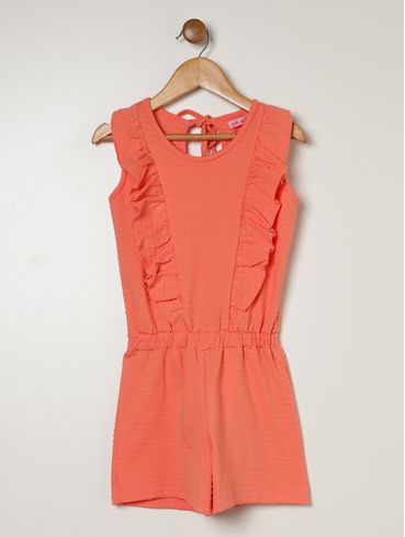 Macacão Malha Infantil Para Menina - CORAL