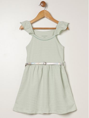 Vestido Malha Com Cinto Infantil Para Menina - VERDE