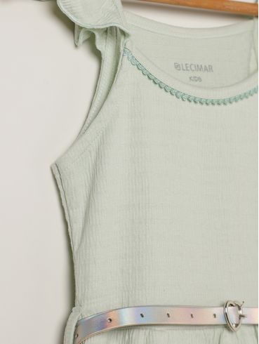 Vestido Malha Com Cinto Infantil Para Menina - VERDE